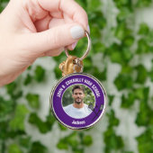 Purple Lacrosse Player Photo High School Spirit Sleutelhanger (Hand)