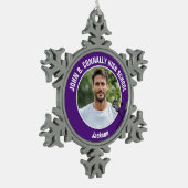 Purple Lacrosse Player Photo High School Tin Sneeuwvlok Ornament (Links)