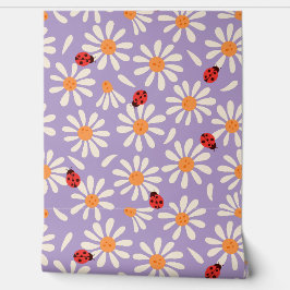 Purple Ladybugs and Daisies Behang