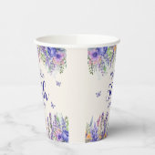 Purple Lavender Floral 50th Birthday Papieren Bekers (Links)