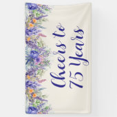 Purple Lavender Floral 75th Birthday Spandoek (Verticaal)