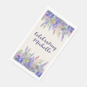 Purple Lavender Floral Garden Party Name Servet (Hoek)