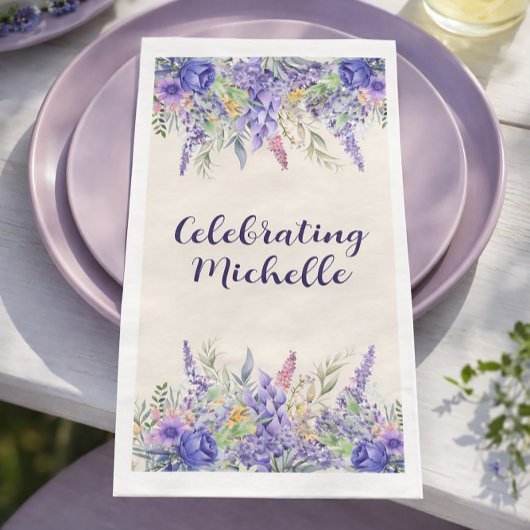 Purple Lavender Floral Garden Party Name Servet