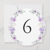 Purple Lavender Floral Round Table Number Kaart (Achterkant)