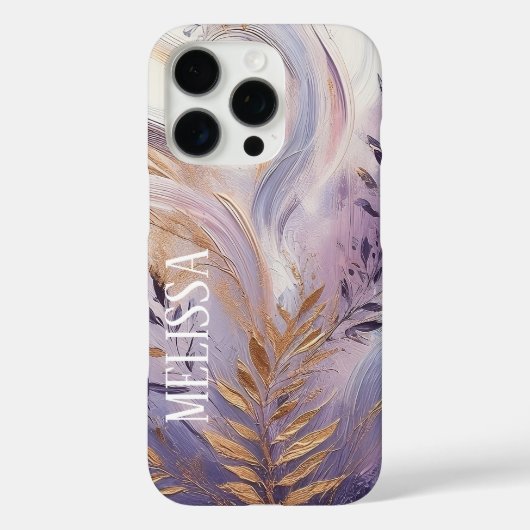 Purple Lavender Gold Elegance in Acrylic With Name Case-Mate iPhone Case (Achterkant)