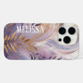 Purple Lavender Gold Elegance in Acrylic With Name Case-Mate iPhone Case (Achterkant (horizontaal))