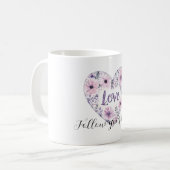 Purple Lavender Pink Floral Heart Love Koffiemok (Voorkant links)
