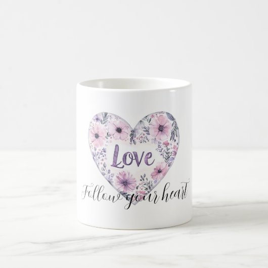 Purple Lavender Pink Floral Heart Love Koffiemok (Center)