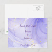 Purple Lavender Swirl Gold Highlite Save the Date Aankondigingskaart (Voorkant / Achterkant)