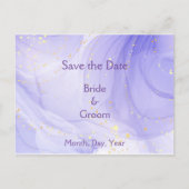 Purple Lavender Swirl Gold Highlite Save the Date Aankondigingskaart (Voorkant)