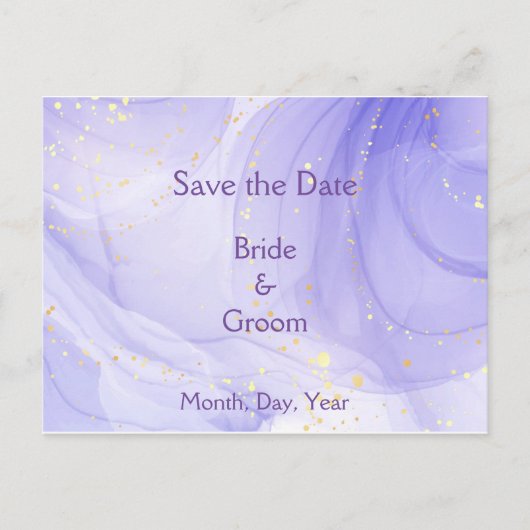 Purple Lavender Swirl Gold Highlite Save the Date Aankondigingskaart (Voorkant)