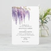 Purple Lavender Wisteria Floral Wedding Invitation Kaart (Staand voorkant)