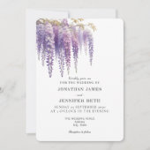 Purple Lavender Wisteria Floral Wedding Invitation Kaart (Voorkant)