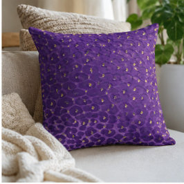 Purple Leopard Print Pattern with Gold Hearts Kussen