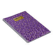 Purple Leopard Print Pattern with Gold Hearts Notitieboek (Rechterzijde)