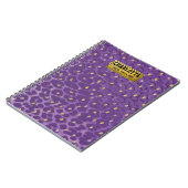 Purple Leopard Print Pattern with Gold Hearts Notitieboek (Linkerzijde)