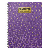 Purple Leopard Print Pattern with Gold Hearts Notitieboek (Voorkant)