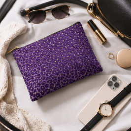 Purple Leopard Print Pattern with Gold Hearts Tote Bag