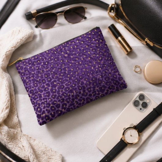 Purple Leopard Print Pattern with Gold Hearts Tote Bag