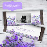 Purple, Light Blue Wedding Candy Bar Wrapper Flyer<br><div class="desc">Purple and light blue wedding multi-purpose label is versatile for chocolate candy bars, pastries, and lots of other party favors. Special desserts or take home gifts are beautiful with bride and groom's photo and special wording. DIY light beige budget paper is a great alternative for branded couple's chocolate bars and...</div>