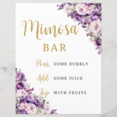Purple Light Pink Rose Floral Flowers Mimosa Bar (Voorkant)