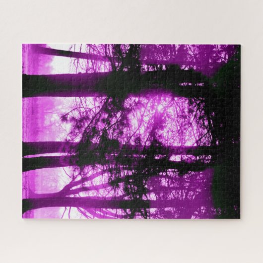 Purple Light with Silhouette Trees  Legpuzzel (Horizontaal)