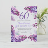 Purple Lilac 60th Floral Elegant Birthday Kaart (Staand voorkant)