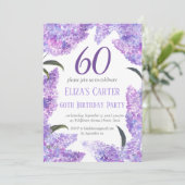 Purple Lilac 60th Floral Elegant Birthday Kaart (Staand voorkant)