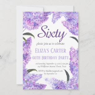 Purple Lilac 60th Floral Elegant Birthday Kaart