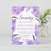 Purple Lilac 70th Seventy Floral Elegant Birthday Kaart (Staand voorkant)