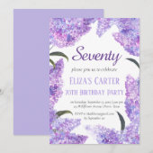 Purple Lilac 70th Seventy Floral Elegant Birthday Kaart (Voorkant / Achterkant)