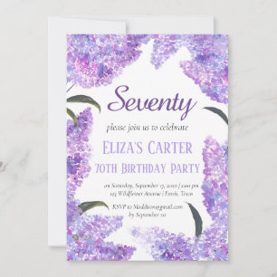 Purple Lilac 70th Seventy Floral Elegant Birthday Kaart