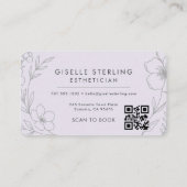 Purple Lilac Floral Esthetician QR Code Visitekaartje (Achterkant)