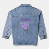 Purple Lilac Flowers Floral Wedding Bride Denim Jacket (Achterkant)