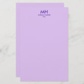 Purple Lilac Minimal Clean Initials Briefpapier (Voorkant / Achterkant)