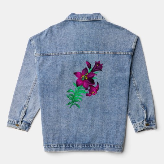 Purple Lilies  Denim Jacket (Achterkant)