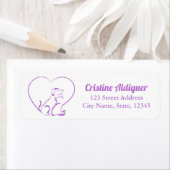 Purple Line Art Cat and Dog with Personalized Name Etiket (Insitu)