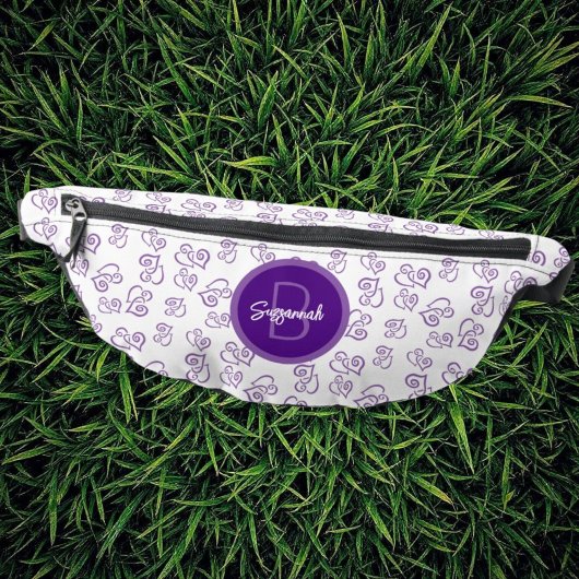 Purple Linked Heart Pattern with Initial Monogram Heuptasje