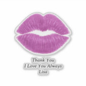 Purple Lips Thank You Custom-Cut Vinyl Sticker (Voorkant)