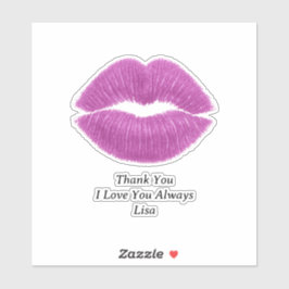 Purple Lips Thank You Custom-Cut Vinyl Sticker