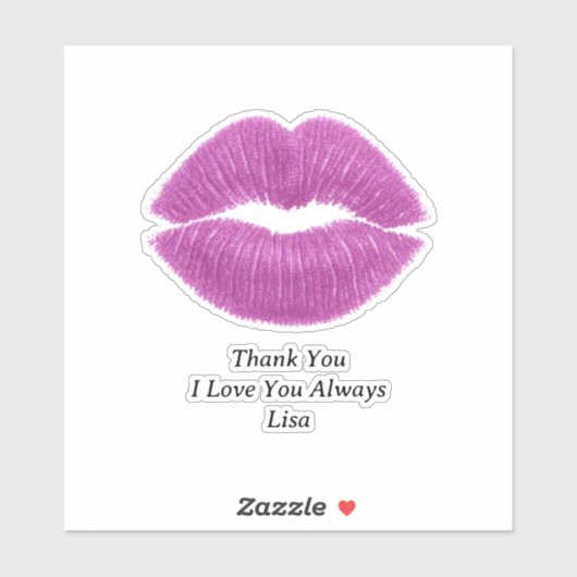 Purple Lips Thank You Custom-Cut Vinyl Sticker (Vel)