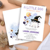 Purple Little Boo Ghost Witch Baby Shower Kaart