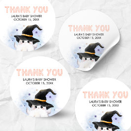 Purple Little Boo Ghost Witch Baby Shower Ronde Sticker