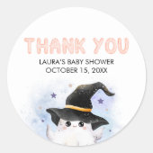 Purple Little Boo Ghost Witch Baby Shower Ronde Sticker (Voorkant)