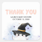 Purple Little Boo Ghost Witch Baby Shower Vierkante Sticker (Voorkant)