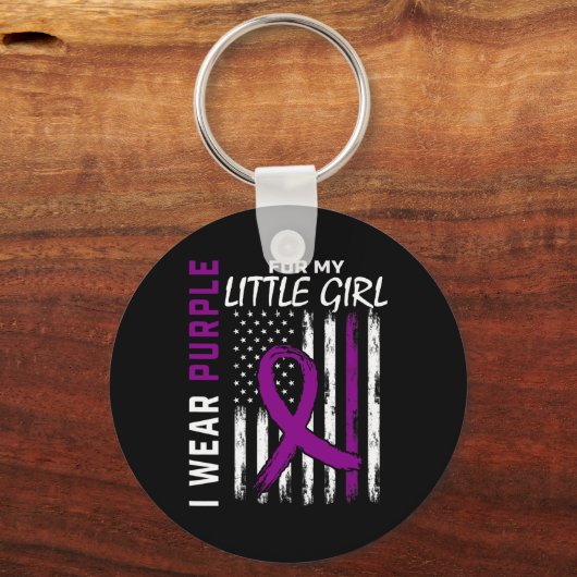 Purple Little Girl Daughter Epilepsy Awareness Ame Sleutelhanger (Voorkant)