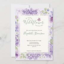 Purple Little Wildflower Baby Shower Invitation