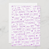 Purple Love Doodle Hearts Handwritten Pattern Feestdagenkaart (Voorkant / Achterkant)