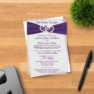 Purple Love Hearts Wedding Invitation Acryl Uitnodigingen