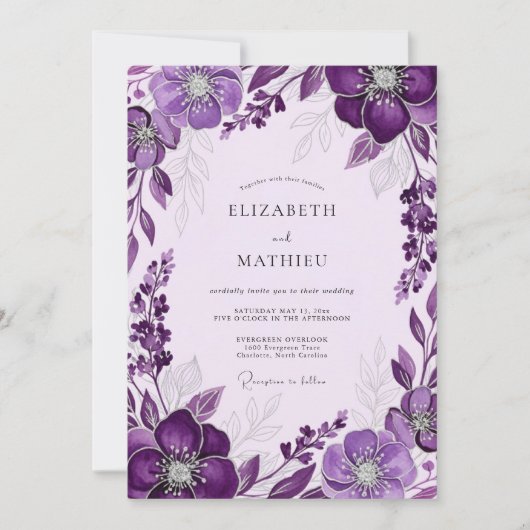 Purple Luminous Spring Wedding Kaart (Voorkant)